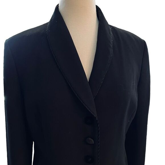 Evan-Picone  Blazer Black Padded Shoulders, Velvet Buttons & Trim size 14P - Picture 3 of 11
